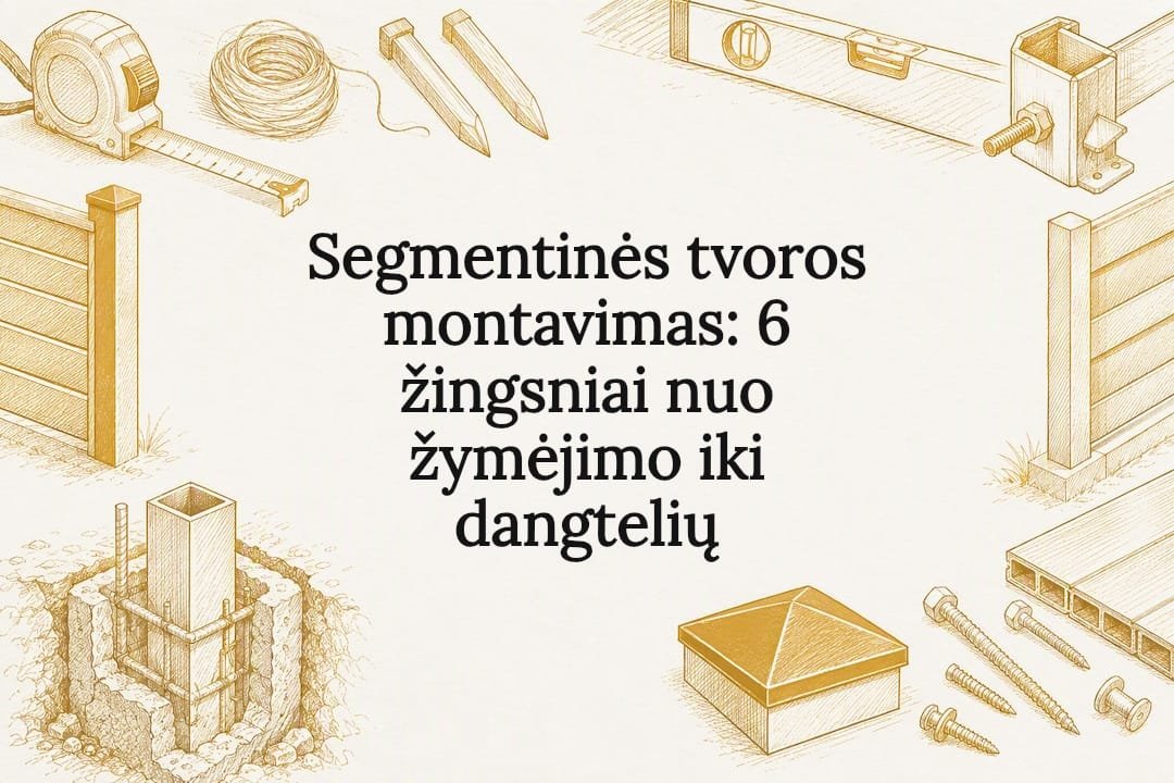 Segmentinės tvoros montavimo iliustracija